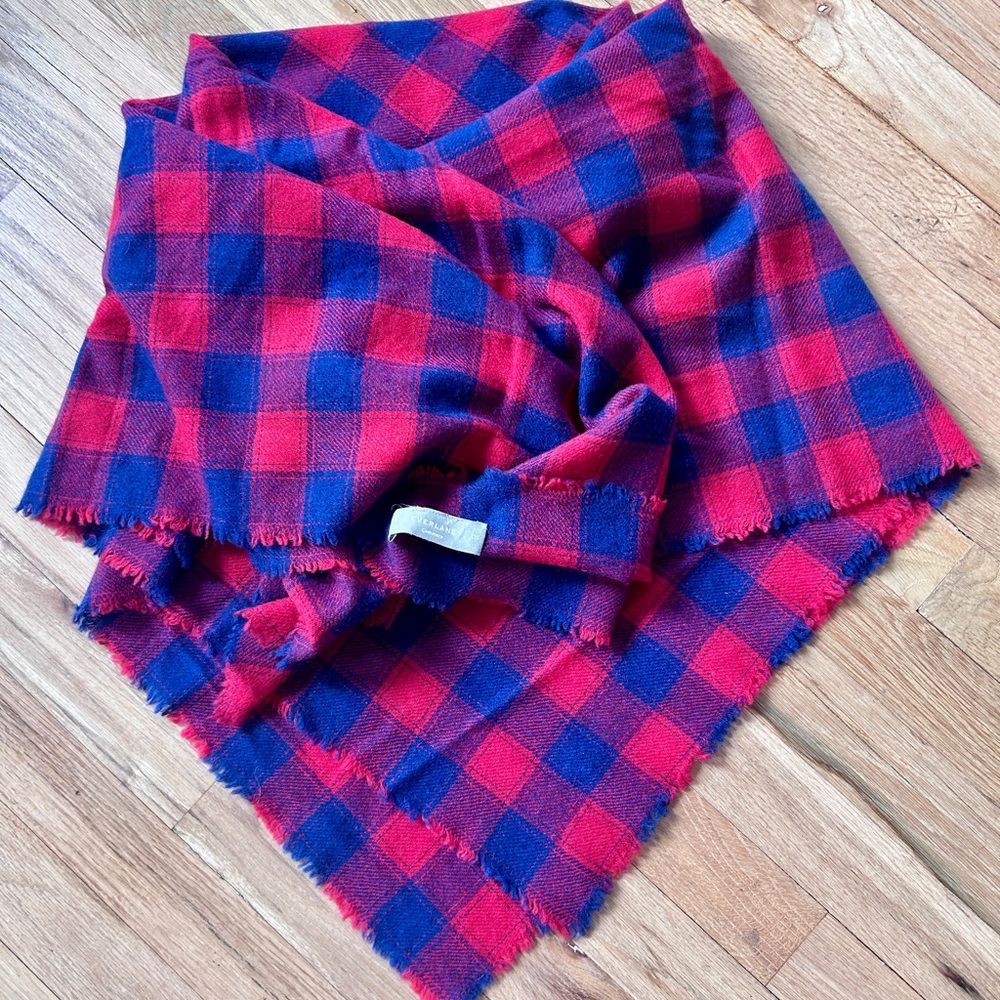 Everlane cashmere red and blue plaid scarf/wrap. Super soft, great condition